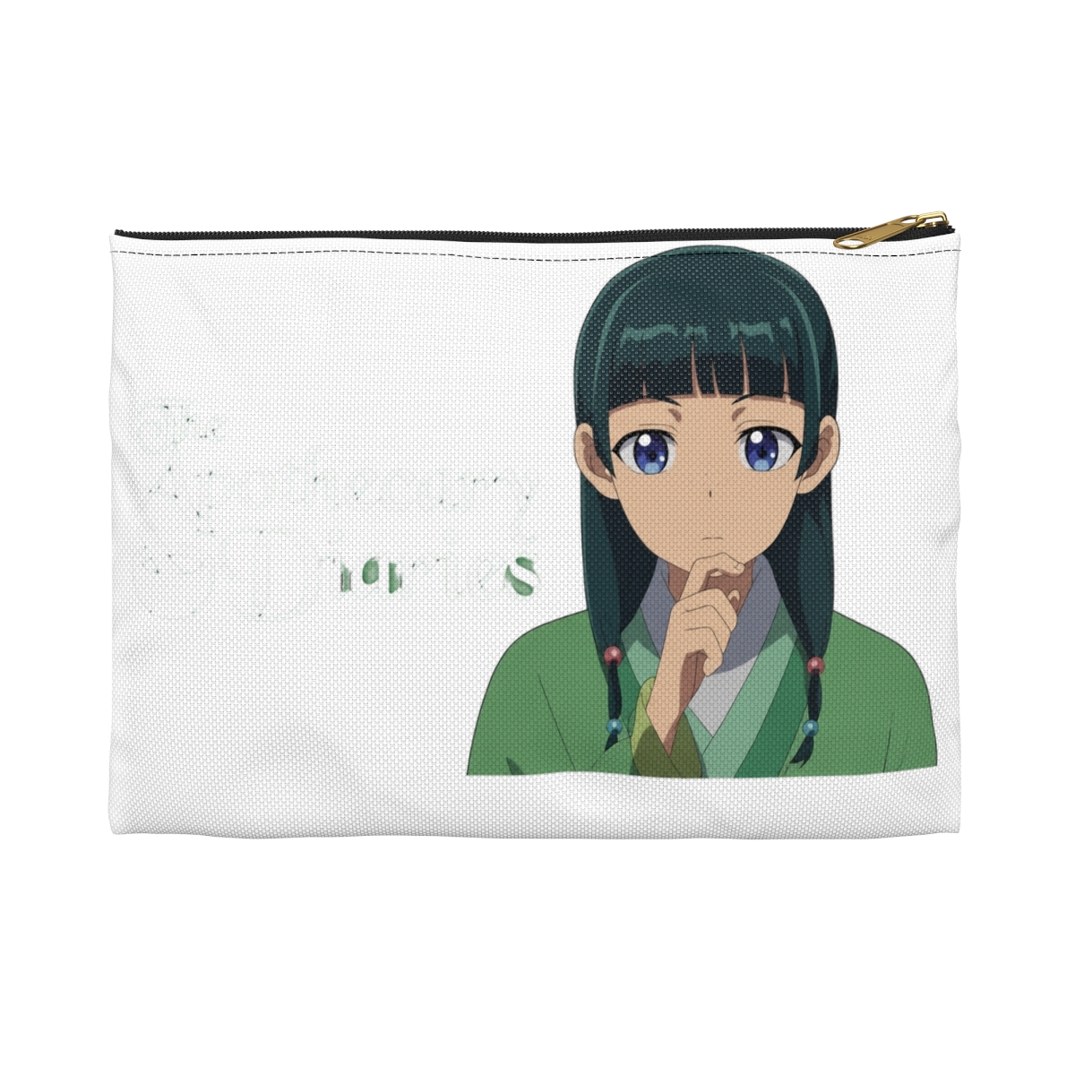 Buckle-Down The Apothecary Diaries Wallet, Zip Pouch, Apothecary Diaries Maomao Thinking Pose and Logo Black Greens, Canvas - alternate angle 3, merchandise