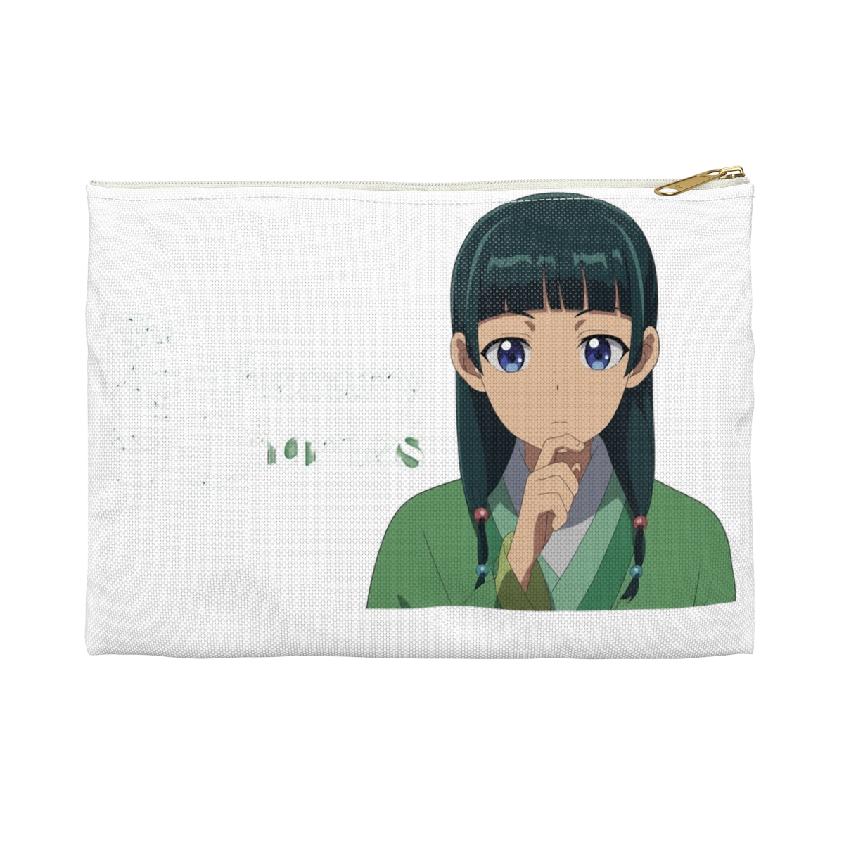 Buckle-Down The Apothecary Diaries Wallet, Zip Pouch, Apothecary Diaries Maomao Thinking Pose and Logo Black Greens, Canvas - alternate angle 4, merchandise